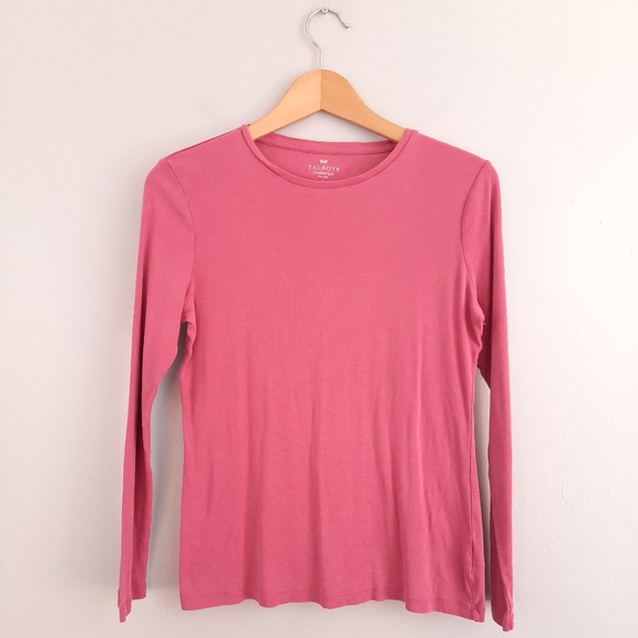 Talbots Pink Pima Cotton Petite Long Sleeve Top - Picture 1 of 5